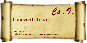 Cserveni Irma névjegykártya